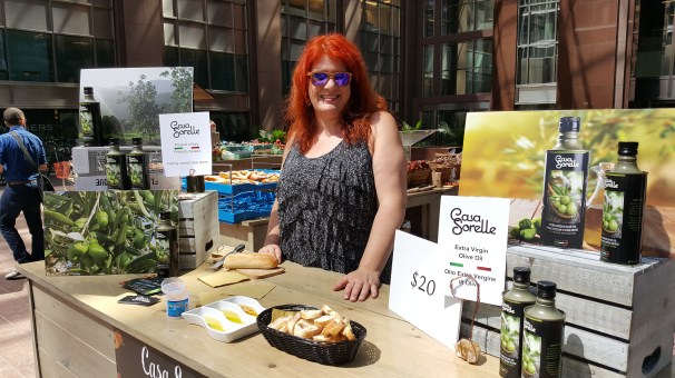 Laura behind the cart